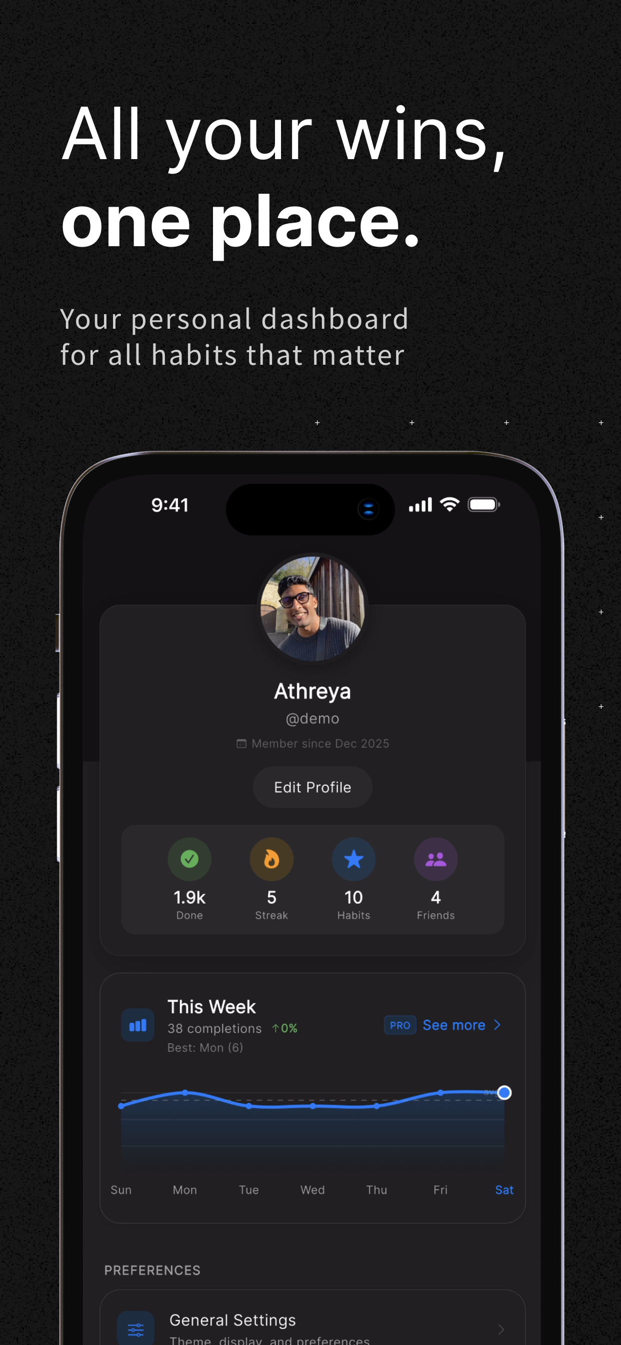 Habitability app profile screen on iPhone